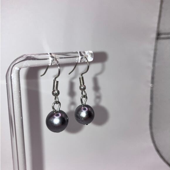 Silver Ball Dangle Faceted Hook Earrings! - Picture 3 of 4